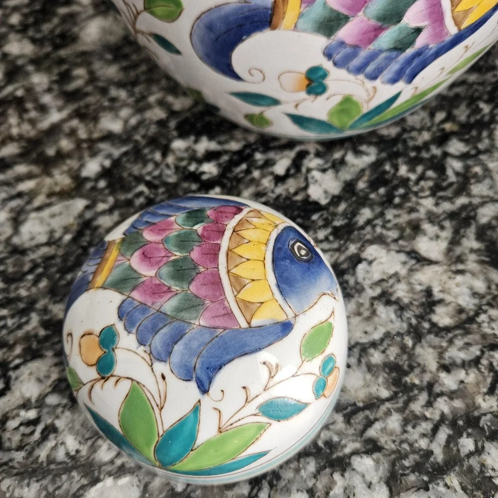 Porcelain Fish Chinese Asian Chinoiserie‎ Ginger Jars  stamped with makers mark